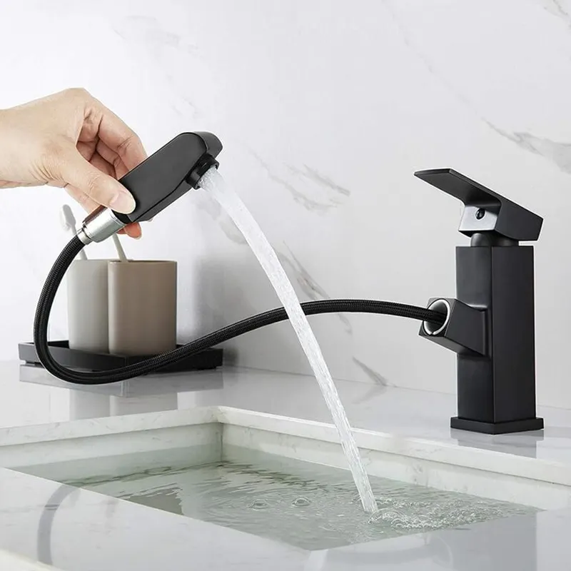 Luxury Bidet Bathroom Sink Water Filter Stainless Steel Faucets Mixers Black Zinc Alloy Dark Grey Basin Faucet