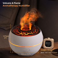Humidificateur ultrasonique premium 360 ml, design volcan, flamme, LED 7 couleurs, USB, humidificateur d'huiles essentielles pour la maison