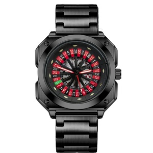 New <b>Unique</b> Design Watch Men Stainless Steel Alloy Watch Square Large Dial Watch Custom Logo Casino Roulette Men's Watch - Product Image 5