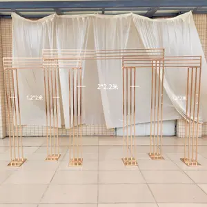 S0343 hot sale elegant wedding decoration party backdrop props stand gold metal arch frame for stage decor