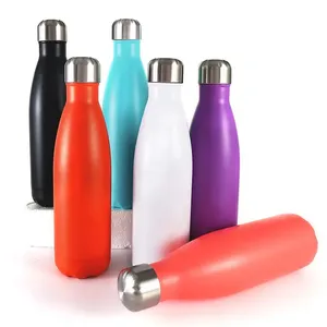 Biểu Tượng Tùy Chỉnh Cola Cốc Chai 350Ml 500Ml 750Ml <span class=keywords><strong>1000Ml</strong></span> Đôi Tường Cách Điện Thép Không Gỉ Cola Hình Chai Nước Với Nắp - Product Image 1