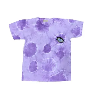 100% made in Italy T-shirt với tay áo ngắn Lilac màu mắt lớn Trang trí Hoàn hảo để mặc cho một bên