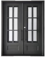 Porte d'entrée moderne en fer forgé Porte de sécurité pivotante de haute qualité pour villa