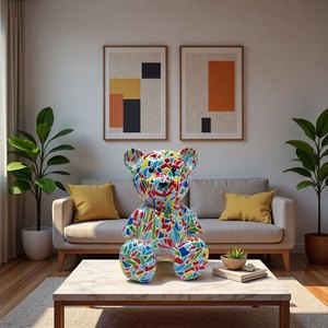 Hug Bear - Adorno de Resina con Forma de Oso de Dibujos Animados, Estilo Lujoso, para Habitación Infantil y Sala de Estar, Tamaño Pequeño - Product Image 3