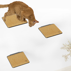 Plataforma/Estante de Pared para Gatos, Ecológica, de Madera y Acero Inoxidable, con Corcho, en Oferta - Product Image 1
