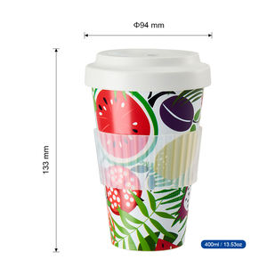 Tasses de voyage écologiques RPET 400ml Tasse à café en plastique <span class=keywords><strong>réutilisable</strong></span> écologique avec couvercle et manchon - Product Image 6
