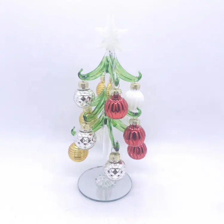 Arbre de Noël de décorations de Noël en verre de Murano d'art fait main pour la décoration de table