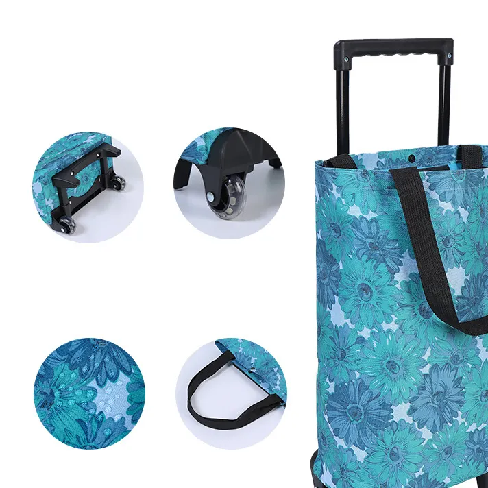 POSH DREAMS Retractable trolley shopping cart supermarket lightweight tug bag folding wheeled handbag trolley bag
