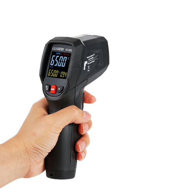 CEM DT-833C Industrial 650 High Precision Infrared Thermometer 16.7m Color Palette 0.1C Resolution 1% Accuracy IP54 Waterproof