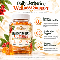 Gummies de berbérine HCL en marque blanche OEM, 60 unités, complément alimentaire pour le bien-être