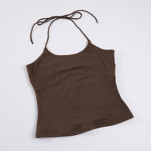 Débardeur Halter Cami Uni Sexy à Découpes au Dos, Coupe Ajustée Flatteuse, Style Européen-Américain, pour Superposition, Tendance - Product Image 6