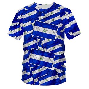 Camiseta con la Bandera de El Salvador, Unisex, Manga Corta, Cuello Redondo, Impresión Digital, Transpirable, Poliéster, Ropa Deportiva para Adultos - Product Image 2