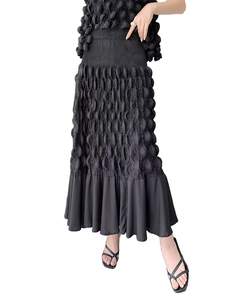 Women's Spring A-Line Midi <b>Skirt</b> Casual <b>Elastic</b> Waist Solid Color Chiffon Polyester Woven Natural In-Stock Items - Product Image 1