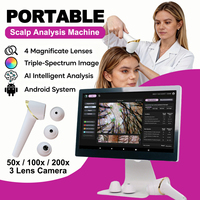 Máquina de Análisis de la Caída del Cabello de 16MP con Aumento de 50x/100x/200x, Luces RGB/UV/Polarizadas con IA, Máquina de Análisis del Cabello y Cuero Cabelludo
