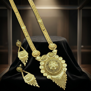 Collares largos de diseño floral tradicional chapados en oro de 14K, 18K, 24K al por mayor, joyería de moda, collares largos de oro micronizado. - Product Image 5
