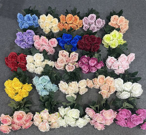 Rose di Seta Bianche e <span class=keywords><strong>Rosa</strong></span> Fatte a Mano con 9-11 Petali e 7-9 Teste, Prezzo di Fabbrica, per Matrimoni, San Valentino, Festa della Mamma, Laurea, Pasqua - Product Image 1