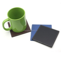 Sous-verres carrés en cuir blanc, double face, antidérapants, anti-adhérents et imperméables pour table basse