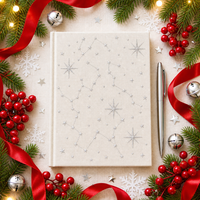 Carnet personnalisé de Noël en papier cartonné A5 avec couverture en lin, broderie argentée de constellations, 80 feuilles, cadeau d'entreprise