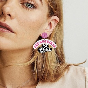 Orecchini a perno da donna in plastica a forma di stivali da cowboy, cappello da cowboy e scritta 'Howdy Let's Go', accessori - Product Image 2