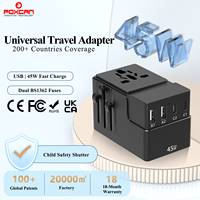 Chargeur mural rapide Foxcan OEM/ODM 45W GaN CE RoHS 2USB-C+2USB-A QC3.0 PD pour ordinateur portable et appareil photo, adaptateur de voyage, garantie 12 mois