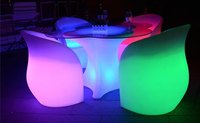 Meubles LED d'extérieur commerciaux durables en plastique PE pour événements, tables et chaises lumineuses pour mariages, restaurants, hôtels, bars à vin, mobilier moderne