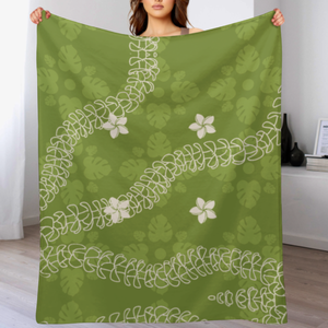 Khác Chăn Giáng Sinh Hawaii Đảo Hibiscus Biểu Tượng Tùy Chỉnh Chăn Hawaii Nghệ Thuật Thiết Kế Puakenikeni Lông Cừu Chăn - Product Image 5