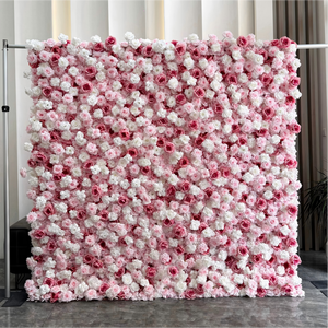 Panneau mural de fleurs artificielles en soie rose 5D, toile de fond pour mariage, Noël, Nouvel An chinois, décoration - Product Image 1