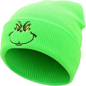 Dessin animé monstre <span class=keywords><strong>Grinch</strong></span> brodé chapeau tricoté cheveux verts automne hiver chapeau chaud - Product Image 1