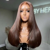 Perruque Lace Front SDD Vietnam Remy Hair Lisse avec Raie Centrale, Densité 200%, Dentelle HD Transparente pour Femmes Afro-Américaines