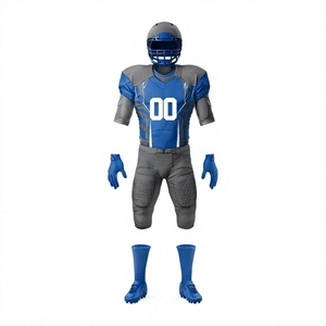 Uniforme de Fútbol Americano Azul Grisáceo Sublimado, Transpirable, Cuello en V, Manga Corta, Ropa Deportiva para Hombre, Ajuste Atlético para Todas las Temporadas - Product Image 1