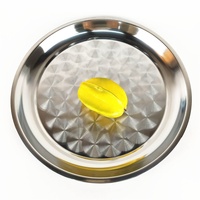 Assiette ronde en acier inoxydable bon marché, plateau de service rustique en métal