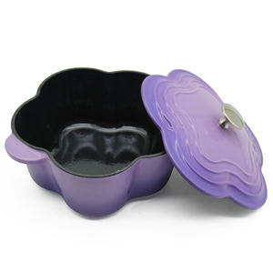 Articles ménagers lumineux Offre Spéciale <span class=keywords><strong>Mini</strong></span> ustensiles de cuisine en fonte violet 20cm four hollandais antiadhésif avec couvercle casserole de fleurs en fonte émaillée - Product Image 2