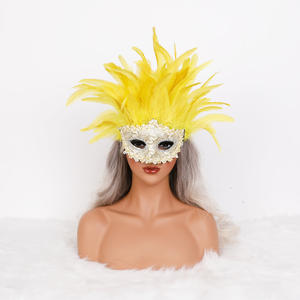 ハンドメイド ベネチアン スタイル フェザー マスク カラフル フェイスカバー 大人用 男女兼用 パーティー コスチューム 小道具 - Product Image 3