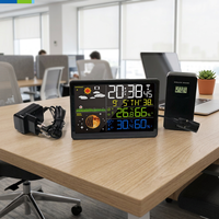 Funkgesteuerte Wetterstation mit VA-Farbdisplay, Wecker und Funksensor, Wetterstation mit Temperaturtrend und Uhr