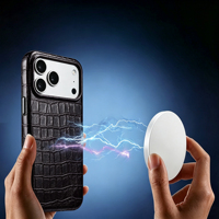 Étui de téléphone personnalisé en cuir véritable à motif crocodile vintage, étui magnétique pour iPhone 18 Pro Max