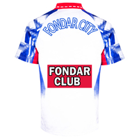 Maillot de football rétro personnalisé, maillot de soccer blanc et bleu à motifs demi-ton, col polo, manches courtes, uniforme d'équipe, vente en gros usine