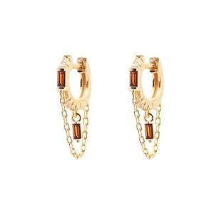 LOZRUNVE Custom Baguette CZ Charm Cadena colgante Aro 925 <span class=keywords><strong>Plata</strong></span> Pendientes hechos a mano - Product Image 5