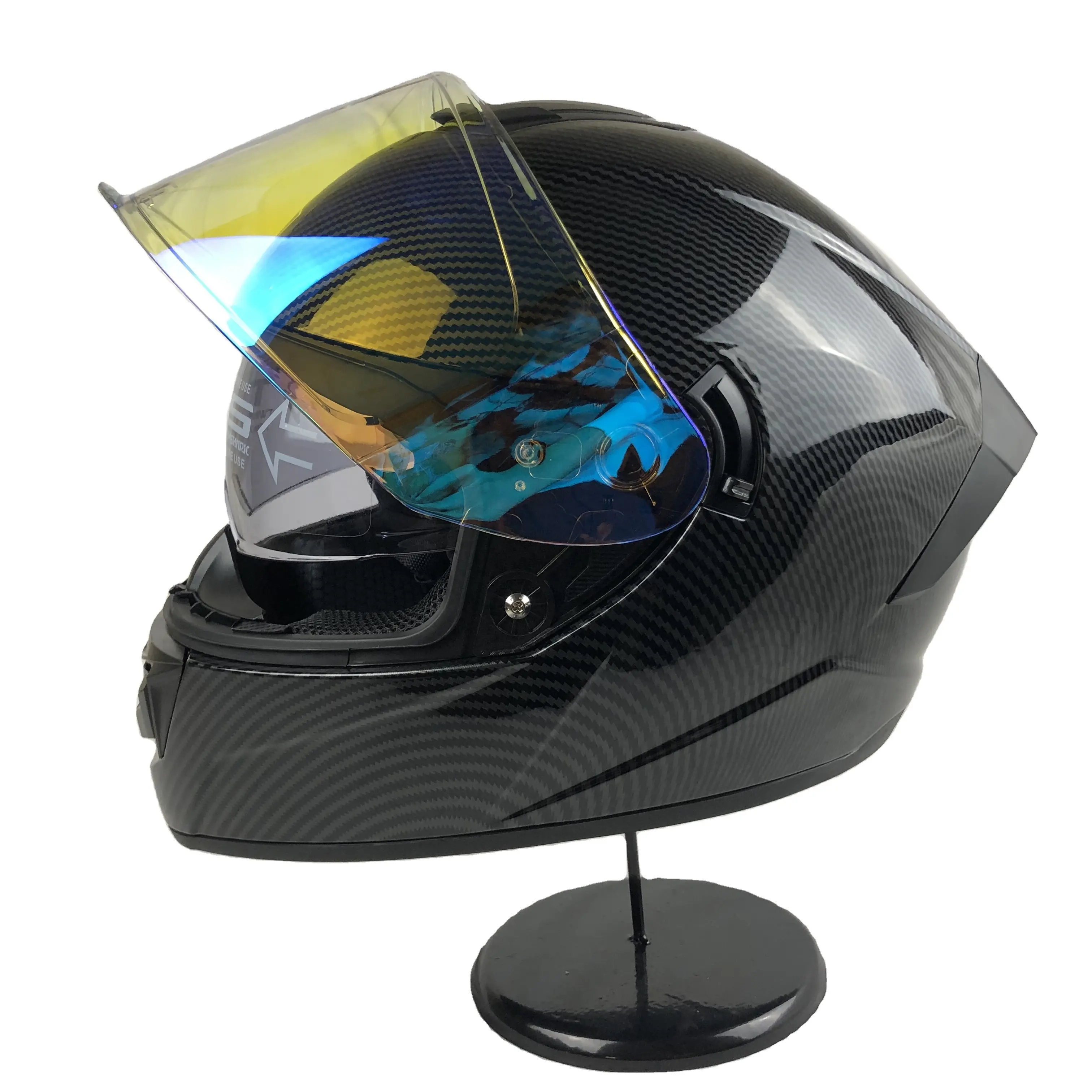 Casco DOT casco integrale moto con doppia visiera con visiera esterna per visione notturna TI blue visor
