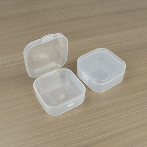 Transparent Plastic <b>Storage</b> <b>Box</b> With Lid 9x9x3.8cm For Jewelry Beads Electronics Parts PP <b>Material</b> Desktop Organizer - Product Image 1