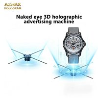 Pantalla LED AZMAX de 52 cm y 1024 LED para Exhibición de Hologramas 3D, Soporte para Carteles Digitales, Equipo de Publicidad de Aluminio