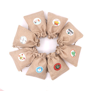 Natural Promoción de <span class=keywords><strong>yute</strong></span> <span class=keywords><strong>Lino</strong></span> Navidad Candy Mini personalizado bolsas de regalo de impresión - Product Image 4