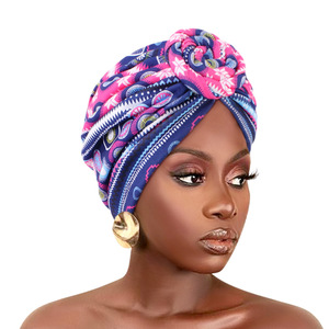 Zifeng OEM Moda Medio Oriente India Estilo étnico africano Impreso <span class=keywords><strong>Caracol</strong></span> Placa Flor Pañuelo Sombrero Turbante - Product Image 2