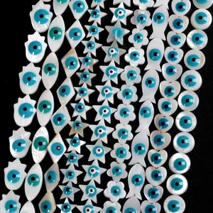 Natural White Shell Beads Mother Of Pearl Evil Eye Eye Loose Round Heart Star Shape Beads for Jewelry Making Findings Diy Crafts