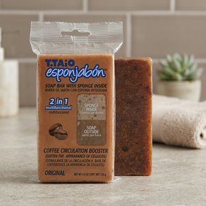 Éponge à savon au café 2 en 1 Esponjabon | Outil de bain exfoliant et nettoyant - Product Image 2