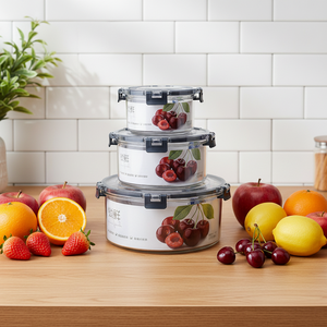 Conteneurs Alimentaires de Cuisine Grandes Dimensions Personnalisés en Usine au Prix <span class=keywords><strong>le</strong></span> Plus Bas, Récipients Hermétiques de Préparation des Repas avec Couvercles – Lot de 3 - Product Image 2