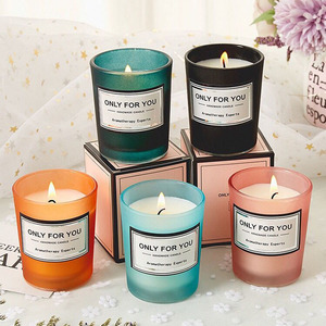 ขวดแก้วที่มีสีสันขวดแก้วราคาถูกขี้ผึ้งถั่วเหลืองเทียนหอมสำหรับขายส่ง - Product Image 2