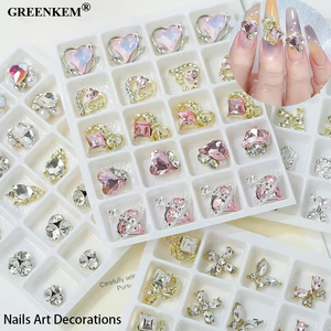 พลอยเทียมทรงผสมรูปทรงกริด20เม็ด3D ติดเล็บหรูหรามีเพชรความรักรูปผีเสื้อสำหรับตกแต่งเล็บที่มีเสน่ห์ - Product Image 1