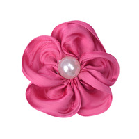 Bros Bunga Lima Kelopak Satin Mutiara 6.5cm, Hiasan DIY untuk Jepit Rambut, Sepatu, Pakaian, Perlengkapan Kerajinan
