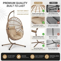 Fauteuil suspendu pliable en rotin PE avec coussin et support pour jardin et terrasse – Vente en gros