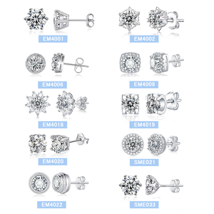 Wholesale Fashion Earrings 1ct Moissanite <b>Sterling</b> <b>Silver</b> <b>Stud</b> Earrings Push Back Earrings - Product Image 1